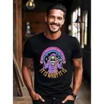 Humorous Men'S T-Shirt Featuring a Pastel Goth Grim Reaper Skeleton with a Rainbow Design, Perfect for Summer Outdoor Casual Wear S juoda