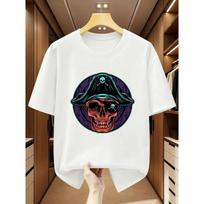 European Size Plus Size Men'S T-Shirt  Pirate Skull Print Round Neck Short Sleeve T-Shirt Comfortable Casual Short-Sleeved T-Shirt in Summer S balta