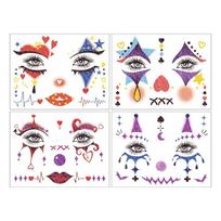 4Pcs Glitter Joker Joker Blush Temporary Tattoo Face Body Art Stickers  Kids Adult Make Up StyleA 4Pcs