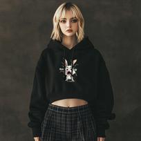 One Hundred Percent For Woman Ohpxaidaeve Burning Lol Women Crop Fleece Hoodie Black/Free
