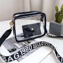 Cozy Up skaidrus želė krepšys Moteriškas krepšys Madingas Crossbody Bag 18x14x7cm juoda