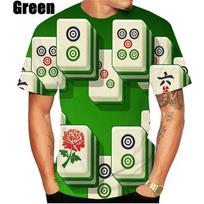 Vasariniai 3D Mahjong mados vyriški ir moteriški aptempti marškinėliai su 3D spauda, trumpomis rankovėmis, kasdieniai, apvalaus kaklo viršutiniai marškinėliai, vyriški drabužiai S