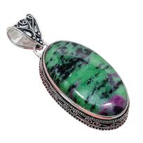 Ruby Zosite Gemstone Handmade 925 Sterling Silver Jewelry Pendant 2.17  AH-868 2.2 žalia