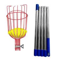 Fruit Picker Pole Telescopic Spliceable Rod with Basket Metal Extendable Picking Pole Garden Tool for Harvesting Apples Oranges Avocados 1 Set