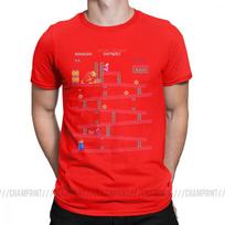 Donkey Kong TShirts Men Arcade Game Collage Vintage Pure Cotton Tees Crew Neck Short Sleeve Retro T Shirt Plus Size Funny Tops S
