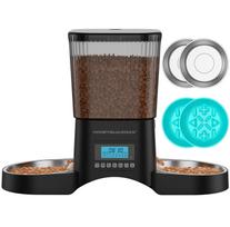HoneyGuardian Automatic Pet Feeder for Cats and Large 2 Stainless Steel Feeding Voice Recording Manual Feeding Dual Power Ideal for When Black Dogs, juoda