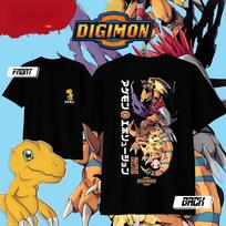 Digimon Agumon Evolution Pure Cotton T-shirt for 2026 Summer Men's and Women's Fashion Casual Short Sleeved T-shirt Streetwear 4XL