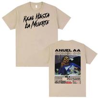 2026 Rapper Anuel Aa Real Hasta La Muerte Graphic T Shirt Unisexs Clothing 90s Vintage Tshirts Unisex Casual Loose Tshirt M