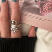 Exaggerated Design Irregularity Lava Couple Rings For Women Men Vintage Punk Stainless Steel Adjustable Finger Ring Rock Jewelry resizable