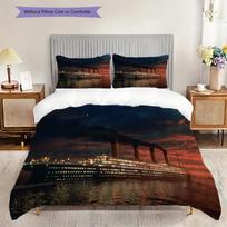 Titanics Final Voyage Sunset Bedding (1 * duvet cover + 2 * pillowcase, without core) 2D Flat Christmas birthday gift Soft and comfortable Bedding set 135x200cm