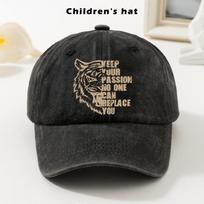 Tiger Passion Letter Graphic Baseball Cap Distressed Washed Cotton Outdoor Adjustable Hat for Unisex One Size