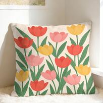 Tulip Spring Pillow Case  Print Pillow Cover Cute Funny Cushion Cover For Sofa Couch Bed Living Room 40x40cm