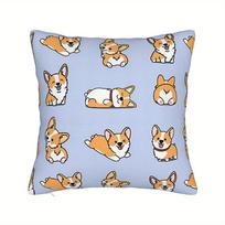 Cute Corgi Pillow Cover – Adorable Dog Pattern for Living Room, Bedroom & Pet Lover Home Decor Cushion cover 40x40cm 40x40cm