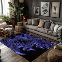 Tuniu Tamsiai Violetinis Gėlėtas Kilimas Neslystantis Namų Svetainės Kilimas Kilimėlis Durų Kilimėlis Virtuvės Kilimėlis 50cm x 80cm