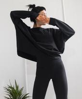 Love Your Body Drop Shoulder Wide Fit Crop Top (Black) Black/Free