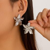 European and American liquid lava metal pleated love flower earrings for women ins style geometric texture round earrings