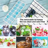 2pcs Spill-Resistant Ice Cube Mold Food Grade Silicone Freezer Ice Mold Ice Cube Tray  Home mėlyna