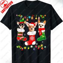 2025 Christmas Party Stockings Colorful Lights Graphic T Shirts Gift Unisex Unisex Cotton Tshirt Funny Xmas Dog Lover TShirt S