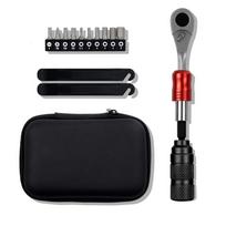 Portable Bicycle Repair Tool Kit with Tyre Patch Lever Ratchet Torque Wrench Mini Pump juoda