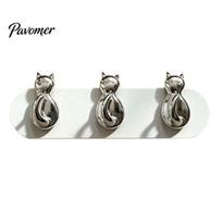 Bag Storage Hook Cat-Shaped Wall Hooks, No Drilling Strong Bearing Capacity Cat-shaped Three-hook Combination Rack for Keys Bags Accessories balta