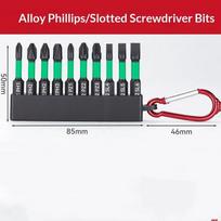 10 vnt. magnetinių atsuktuvų antgalių rinkinys, didelio kietumo, Torx, šešiakampės galvutės, su karabinu, elektriniam gręžtuvui, atsuktuvui