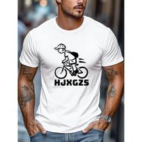 European Size Plus-Size Men'S T-Shirt, Easy And Clean, Minimalist Fashion, Featuring a Cycling Boy Design for Summer Casual Wear with a Short S balta