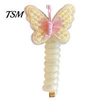 Prom Ponytail Holder Children Hair Rope Butterfly Decor Telephone Coil Smooth Cartoon Design Reusable High Elasticity Girl Band Styling Tool Birthday