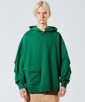 Zensai Oversized Fishtail Hoodie Green Xs