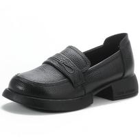 Viršutinio sluoksnio karvės odos moteriški batai, natūralios odos Retro Loafers, moteriški vienviečiai batai, Motinos batai 35