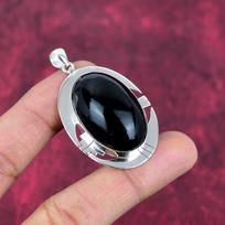 Obsidiano Akis 925 Praba Kieto Sidabro Pakabukas, Rankų darbo Brangakmenių Pakabuko Papuošalai, Dovanos Žmonai Visiškai Naujas Pakabukas 2.16 Inches juoda