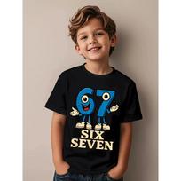 Six Seven Math Jokes Printed Fun Leisure Round Neck Summer Comfortable Children's T-shirt 150