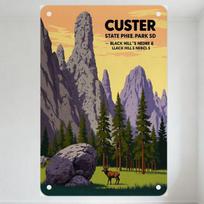 Custer State Park South Dakota Vintage Metal Sign Black Hills Nature Landscape Travel Poster Tin Sign for Bar Pub Home Wall Deco 20x30cm（7.8x11.8inch）
