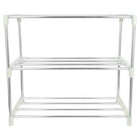 Stainless Steel Shoe Rack Multi Layer Shoes ganizer 3 Tier Shoe Shelf Sneaker Holder Metal Shoe Stand Entryway Shoe Cabinet 47X38X25.5CM