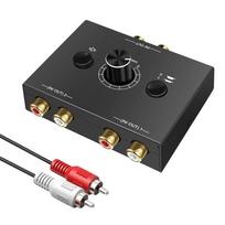 1Set Portable Audio Splitter Switcher Headphone Splitter Box with One-key Mute Button Volume Control 2 X 1/1 X 2 L / R 1