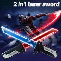 Lauko žaislas besisukantis lazerinis kardas daugiaspalvis mirksintis LED šviesos spindesys Cosplay kardas žaislas Šventė Šeimos interaktyvus žaislas sukurtas vaikams suaugusiems gray