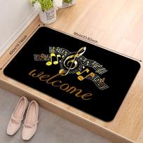 Prabangus muzikos natų kilimėlis muzikos mylėtojams namų įėjimui, svetainei, pianino kambariui. Neslystantis, super sugeriantis, patvarus, meno dekoro kilimėlis 50X80cm brown