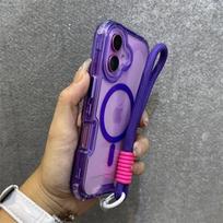 for  Transparent Wrist Strap Case for For Iphone 16 1 14 17 Pro Max Plus 12 13 11 17 Air Lanyard Armor Hard Shockproof Cover for iPhone 12 Pro