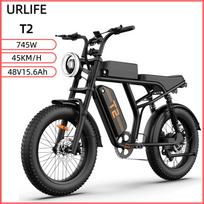 URLIFE T2 Electric Bike 45KM/H 500W Motor 48V/15.6AH Battery Outdoor Mountain E-Bike 20*4.0 Inches Off-Road Tire Whit LCD Display Electric Bicycle T2 Black 45KM/H juoda