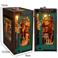 DIY Wooden Doll Houses Book Nook Shelf Insert Kit Miniature Model Kits 3D Puzzle Bookshelf With  LED Lights For Christmas Gifts