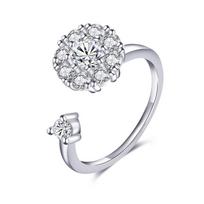 Adjustable Open Engagement Ring For Women Rhinestone Fidget Spinner Anti-Anxiety Relaxing Luxury Female Ring Accessories resizable