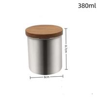 380/530Ml Coffee Canisters Round Stainless Steel Coffee Storage Jar With Wood Lid Reusable Sealed Jar 380ml