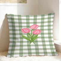Tulip Spring Pillow Cover  Fashion Pillow Case For Couch Sofa Bedroom Comfy Cushion Cover Birthday Gift 40x40cm
