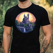 T-Shirt Herren Burg Pixel Art Motiv Baumwolle Größe XS bis 5XL XXXXL
