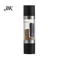 Glass Spice Grinder Bottle Salt And Pepper Double-Sided 2 Compartments Adjustable Coarseness Viewing Window Seasoning Transparent Mill Easy Refill for juoda