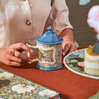 JOYYE William Morris Ceramic Mug with Lid and Spoon