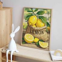 Deimantinės tapybos rinkinys citrinų krepšelis pilnas deimantų apvalus mozaika rankų darbo namų dekoravimas dovana Round 40x50cm beige