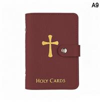 Soft Leather Holy Prayer Card Holder Slim Pocket Organizer with Sturdy Snap Closure for Outdoor Religious Trips Use A9