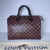 [Pre-Owned] Speedy 30 Checkered Zipper Closure Coated Canvas With Leather Trim Handbag - Very Good #169Z5M9 ONE SIZE