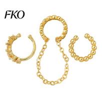 Ear Jewelry 3Pcs Cuffs for Women, Thin Chain Hanging Bone Clips, Non-Pierced Cuff with Cubic Zirconia Commuting Dating Party Travel Statement auksinė