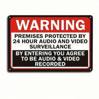 Metal Wall Art CCTV Security Sign Weatherproof For Yard